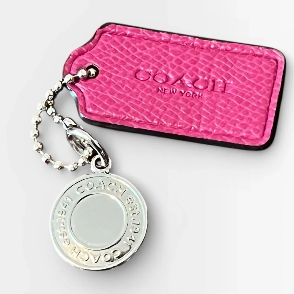 Authentic Coach Bundle Fuchsia Hot Pink and Silver Medallion Handbag Tag